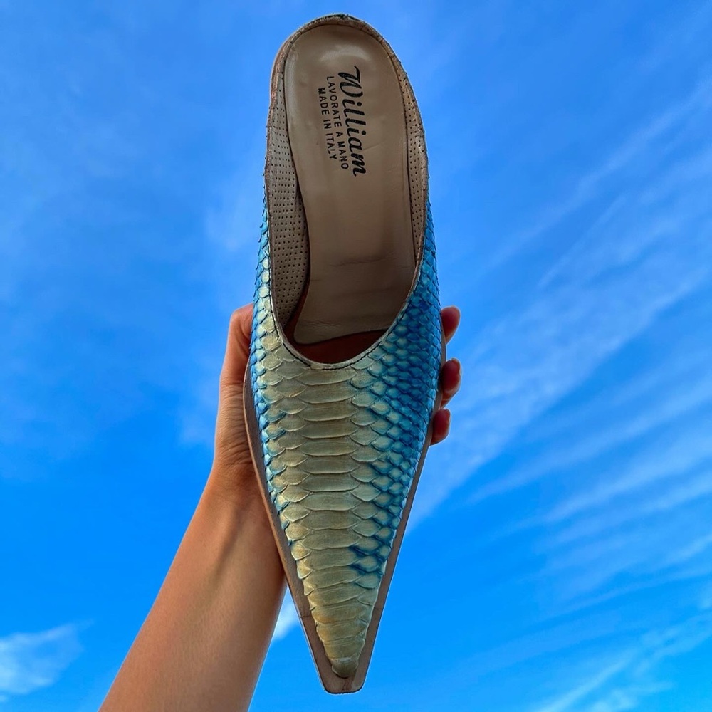 Gorgeous Electric Blue Python Mules - image 1